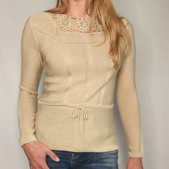 Vintage Tie Waist Flower Sweater - Picture 1 of 5